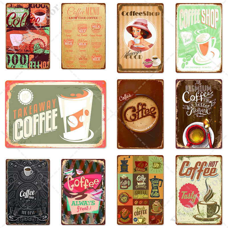 

Vintage Tin Sign Plaque Wall Decor for Kitchen Coffee Bar Cafe Retro Metal Posters Iron Paintinga