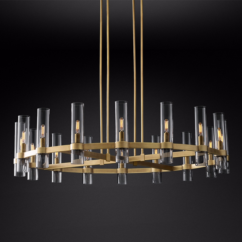 

Post-modern Pendant Lamps simple personality villa duplex staircase hotel club all copper designer luxury living room chandelier