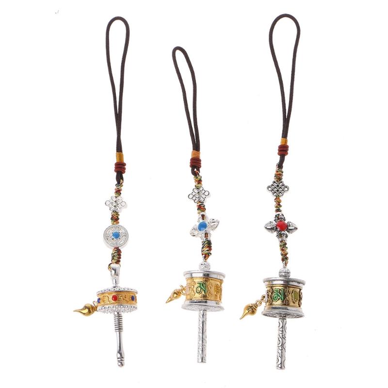 

Keychains Tibet Prayer Wheel Spinner Key Chain Om Mani Padme Hum Spirited Tibetan Nepal Carving Rotatable Keyring Buddhism Jewelry X4YA