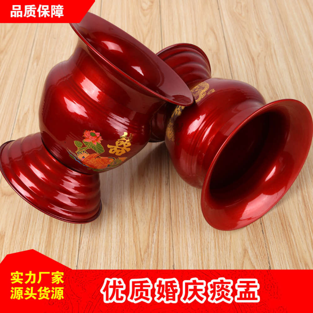 

Classic mobile old style urinal red printing high foot spittoon, Silver