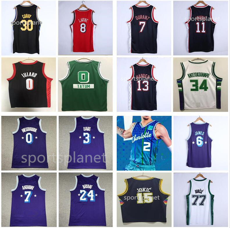 

21/22 75th City Jersey 6 LeBron 3 Davis Curry 34 Antetokounmpo 11 Drozan 2 Ball Doncic 22 Butler 13 Harden Irving 7 Durant 12 Morant Lowry, Black