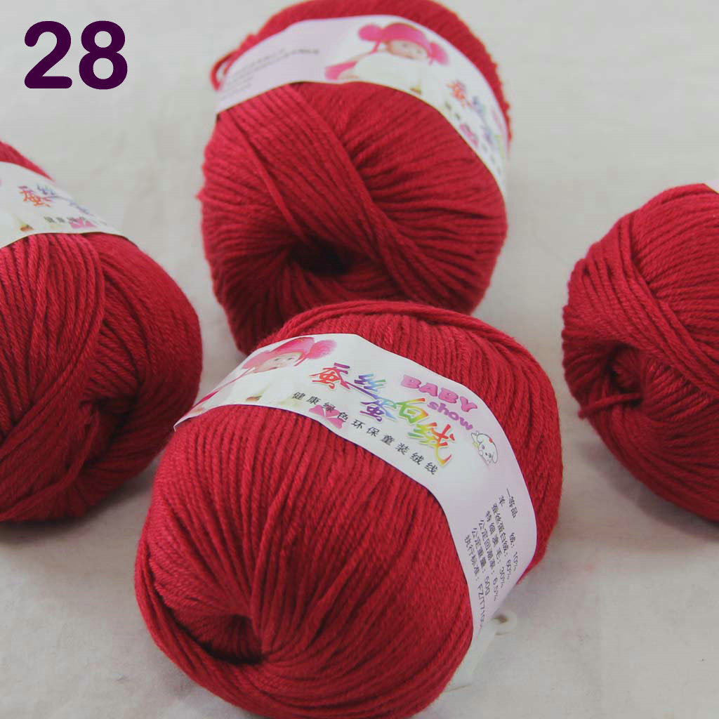 

Sale Lot 4balls x 50g Cashmere Silk velvet Children Yarn hand knitting 18-28-4 Really Red, Multi-colored