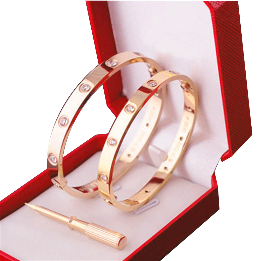

2021 Fashion bangles Silver Ladies Rose Gold Lady Screw Men Screwdriver Diamond Luxury Designer Jewelry Womens Mens Bracelets Bangle Box need extra