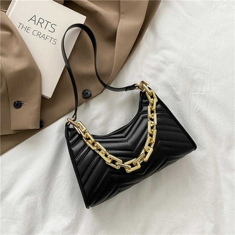 

Evening Bags Fashion Check Stamped Handbags PU Leather Chain Shoulder Bag 2021 Texture Purchase Zipper Lower Arm