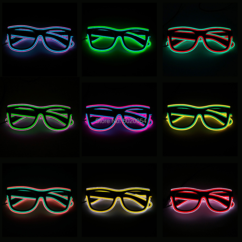 Costume Accessories Novelty Night Club Halloween Decorative Cosplay EL Glasses Night Glowing Party Flashing Glasses With DC-3V Driver-image-751132375