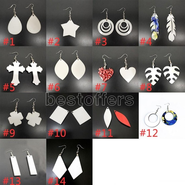 

1pc DIY Sublimation Blanks Earrings Designer Earrings Party Gifts DIY Valentines Day Gifts For Women 14 Styles FY4386
