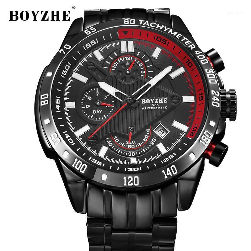 

Men Automatic Watch Top WristWatch Chronograph Mechanical Sport Self-Wind Watches Dropship Relogio Masculino Wristwatches, Red