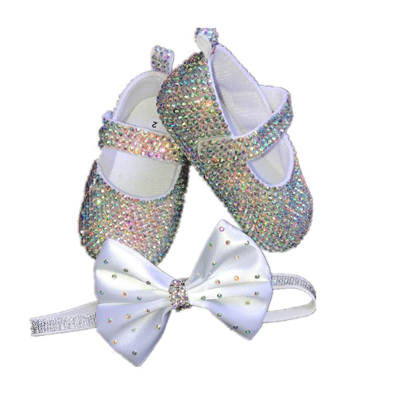 

First Walkers Dollbling Baby Girl Shoes Inlaid Rhinestone Elastic Band Christening Comfortable Sole Zapatos Bautizo