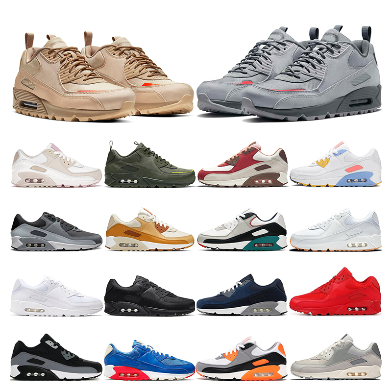 

90 mens running shoes women Wolf Grey Caramel Safety Orange Camo Lemon Venom triple white black Obsidian trainer outdoor sports sneaker size 36-45, 6 40-45