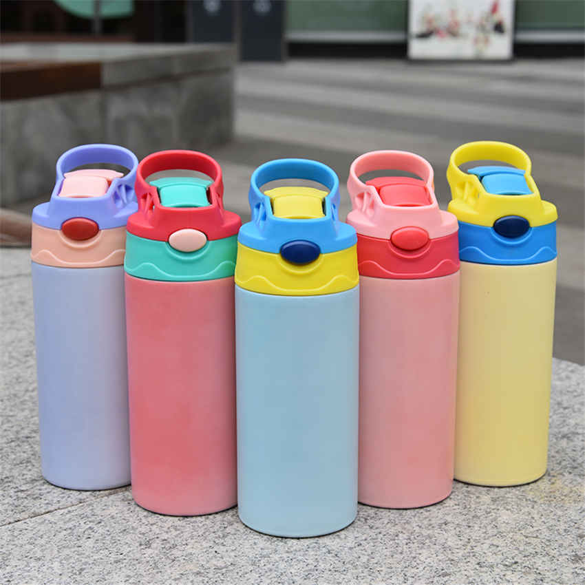 

Local Warehouse Sublimation Straight Kids cup drinkware UV color changing Cups Insulation Stainless Steel Sippy Cup with flip top A02
