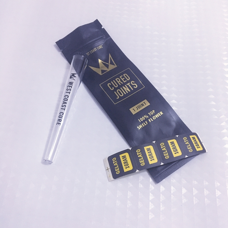 

1 joint CURED JOINTS Plastic BAG Packaging Maylar Bags 2021 moonrock Preroll Pre-rolled tube West Coast Cure Package