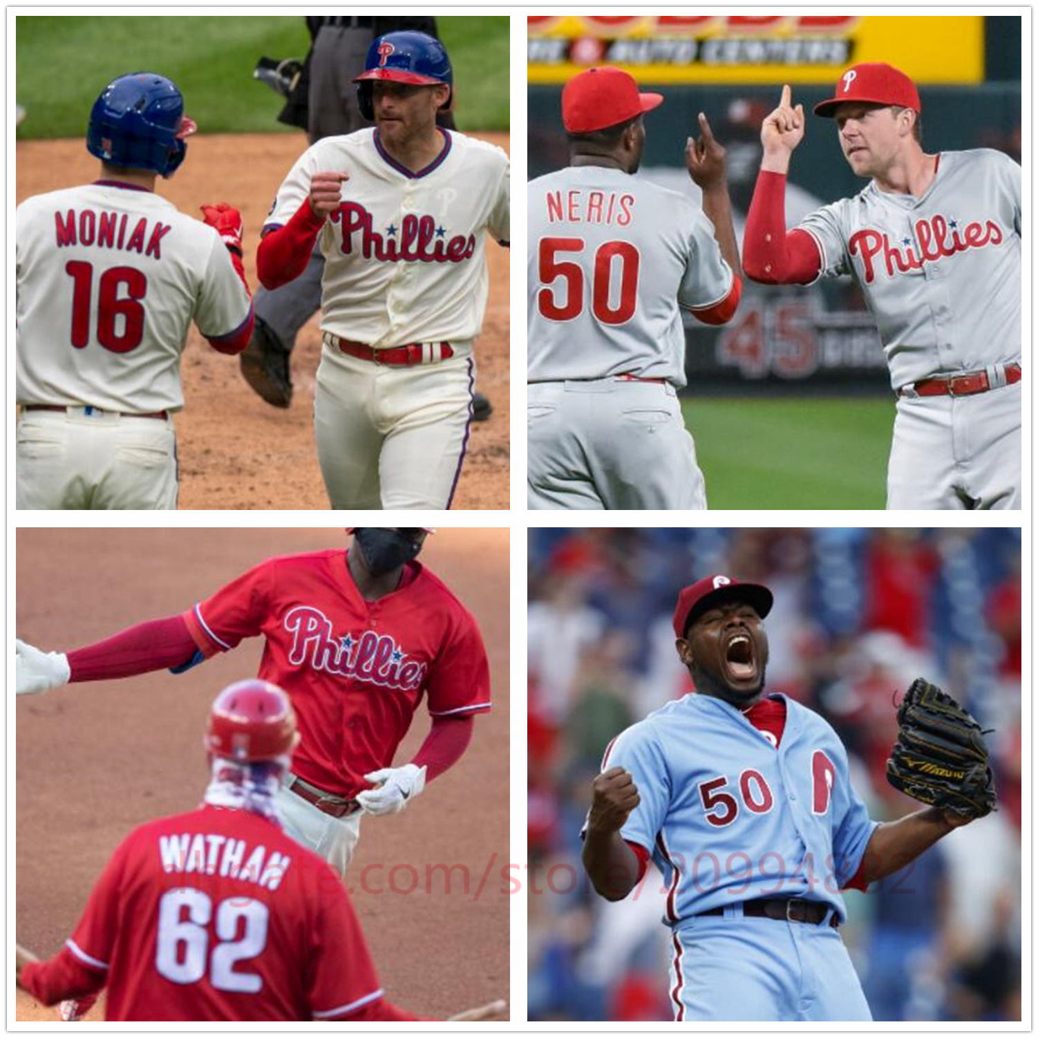 Custom Phillies Jersey Chaseon Anderson Zack Wheel Rhys Hoskins Harper Brad Miller Matt Moore Mens Jerseys