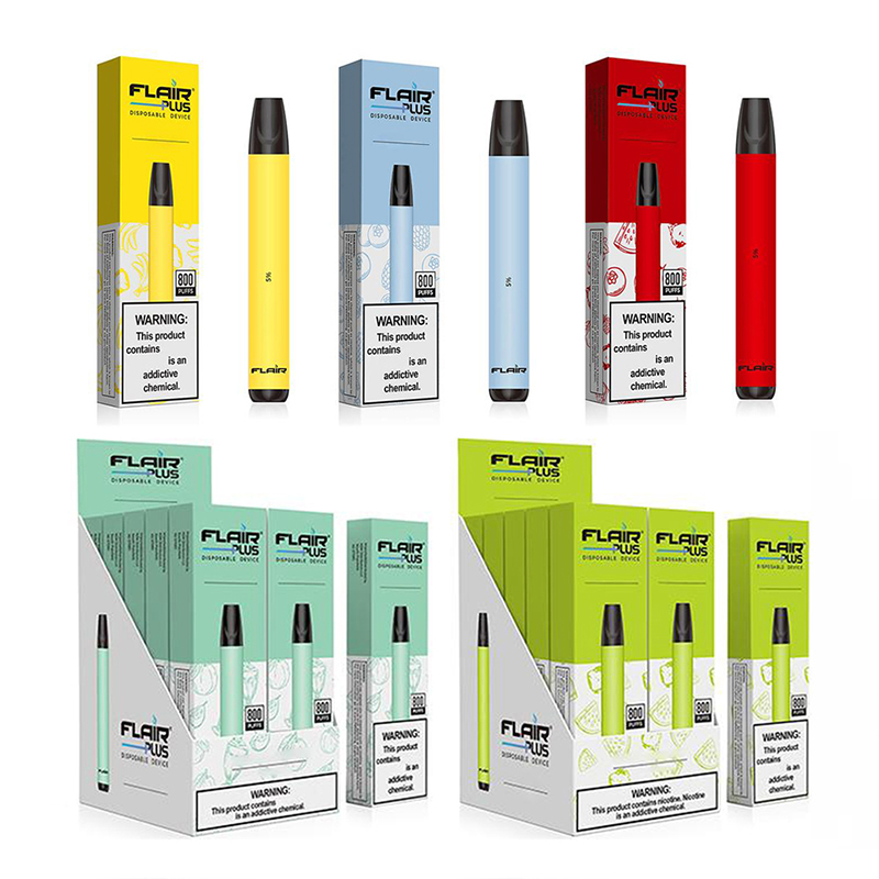 

Flair Plus Disposable Vape E cigarettes 800 Puffs Pen Devices 3.5ml Pre-Filled Pods Cartridges Vaporizers 550mAh Battery 0268271