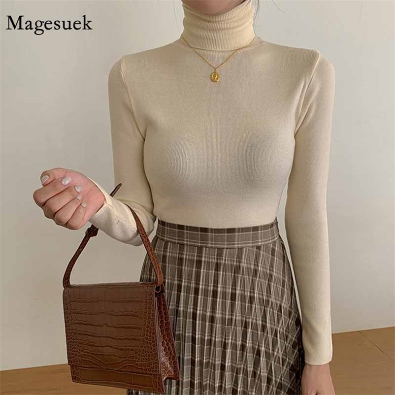 

Long Sleeve Women Pullover Sweaters Solid Vintage Vests Autumn Winter Turtleneck Knit Jumper 11325 210518, Gray