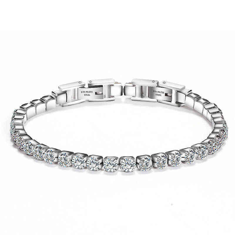 

High Quality Tennis Bracelets Pave Clear Cubic Zircon Stainless Steel Bangle Girls Party Jewelry Chain