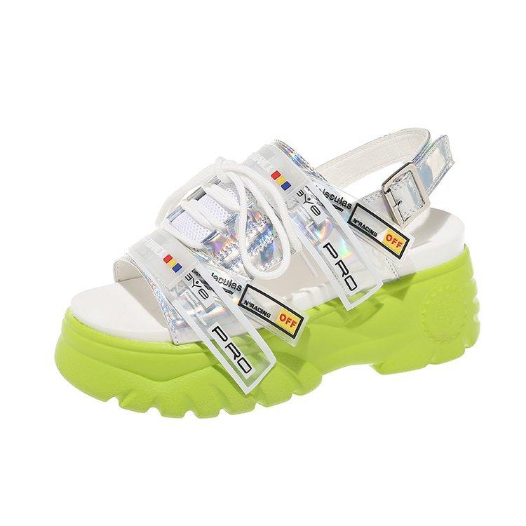 

Chunky Sandals Women Wedge High Heels Shoes Female Buckle Platform Leather Casual Slippers Woman Sandal, Black