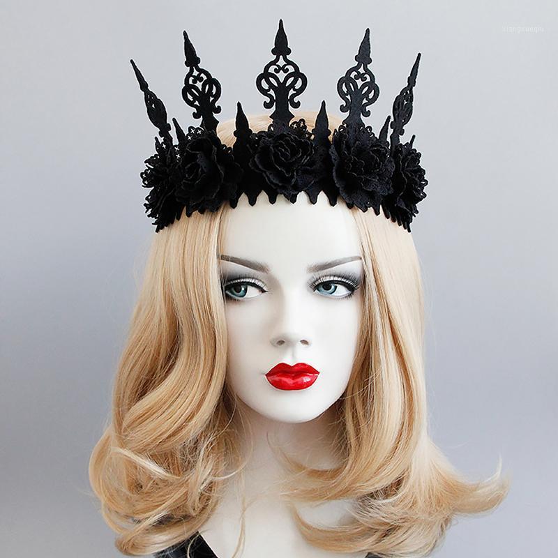 

Flower Crown Headband For Women Tiara Halloween Masquerade Party Black Head Band Noble Hair Accessories Jewelry Clips & Barrettes, Golden;silver