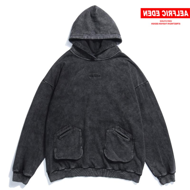 

Men' Hoodies & Sweatshirts Hip Hop Vintage Washed Men 2021 Autumn Streetwear Fleece Pockets Pullover Harajuku Casual Hoodie Sweatshirt, Black
