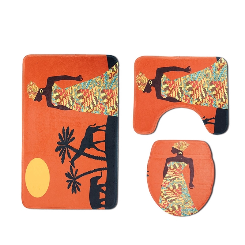 

New tribal printed toilet mat three piece bathroom Christmas carpet set, Sy104