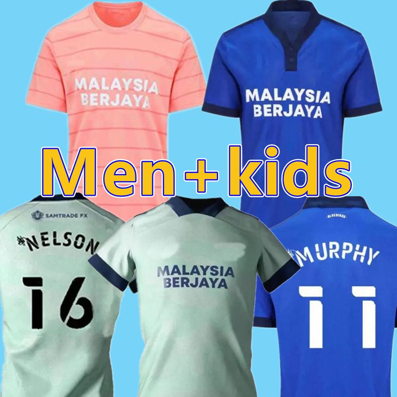 

2021 2022 Cardiff Soccer Jerseys city Murphy Moore Glatzel home away 3rd shirt 21 22 Men + Kids football kit, 21/22 kids size