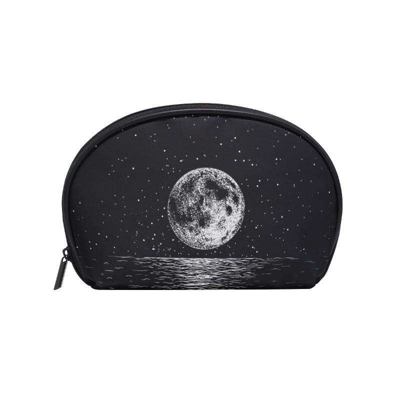 

FengJu Multifuncition Shell Cosmetic Bag Purse Half Moon Hanging Travel Toiletry Pouch For Girls Woman Over Sea Bags & Cases