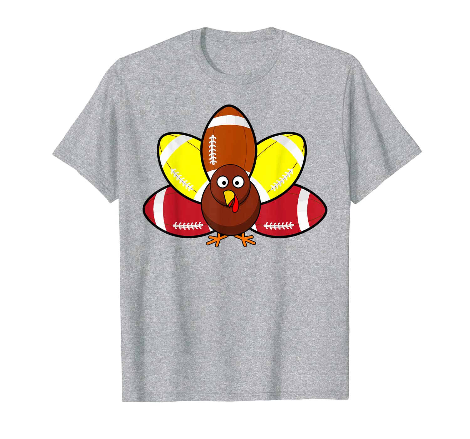

Turkey and Football T-Shirt for Thanksgiving, White;black
