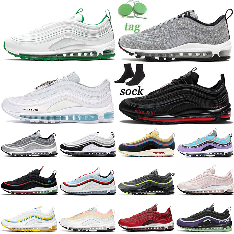 

2021 MSCHF Lil Nas X Satan 97s mens women running shoes undefeated white off pine green plum chalk summer pack sean wotherspoon sneakers sports trainers big size us 12, D33 36-45 worldwide black