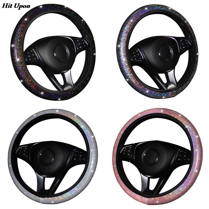 

Bling Steering Wheel Cover 38CM Car Covers Crystal Rhinestone Auto Protector For Women Girl