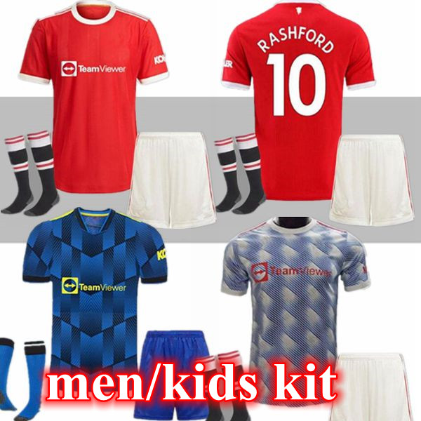 

21 22 Manchester 25# SANCHO Soccer Jersey UNITED FERNANDES man kids kits 2021 2022 POGBA UTD football shirt GREENWOOD RASHFORD MEN Sets + Socks uniform, White