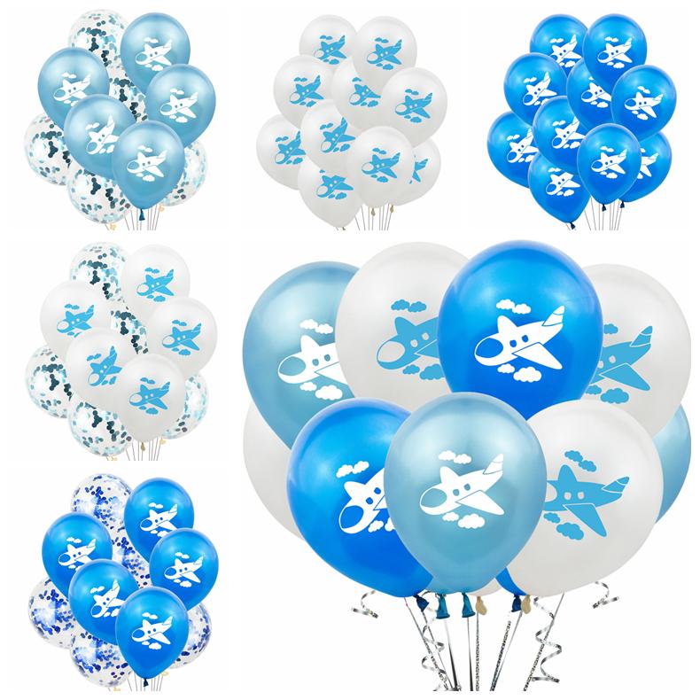 

Party Decoration 10pcs/lot 12 Inch Blue White Airplane Printed Latex Balloons For Kids Birthday Air Balls Baby Shower Supplies75