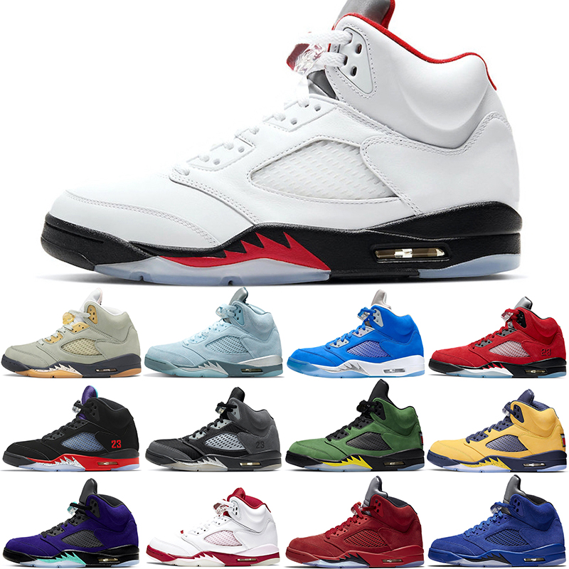 

Jumpman 5 Basketball Shoes 5s Men Top Stealth Raging Bull White Purple Black Blue Mens Sports Trainers Sneakers Size 40-47, #16 oreo 40-47