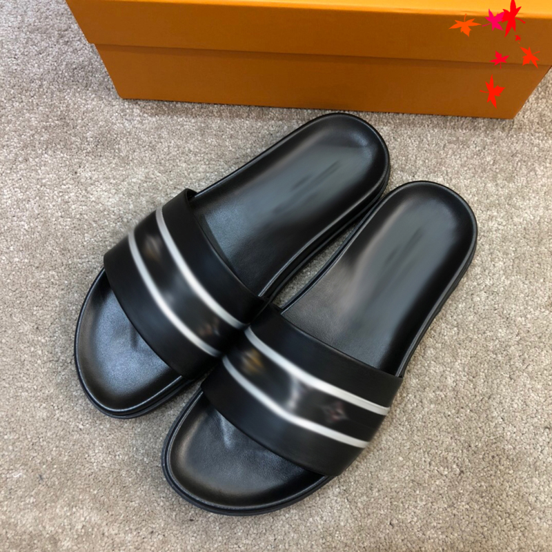 

2021 Designer luxurys slippers men sandals fashion beach shoes flip flops flat non-slip classical hole slipper with box size 39-45 -G80, Black