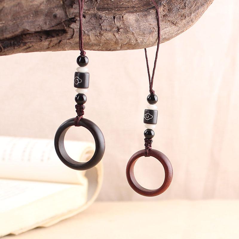 

Keychains Ebony Car Keychain Mobile Phone Ring Buckle Lanyard Female Personality Creative Short Hand-woven Detachable Male