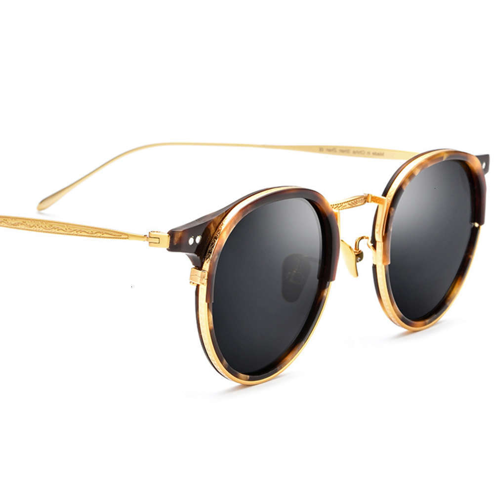 

Highend accessories New Dign Trending Shad Round Acetate Frame Polarized Sun Glass Luxury Women Men Vintage Fashion Driving Sunglass, Black