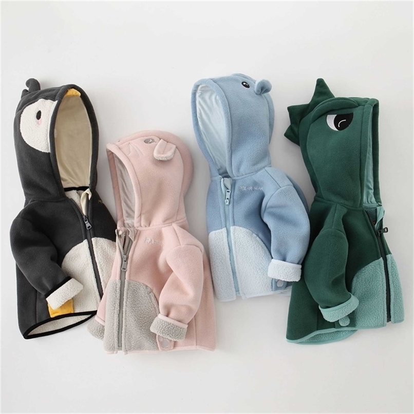 

Boys Girls sherpa fleece jacket thick warm winter cartoon coat kids with pocket zip up hooded outwear baby infants plush dinosaur bear penguin bunny coats L15B6UM, Ylr cartoon coat blue bear