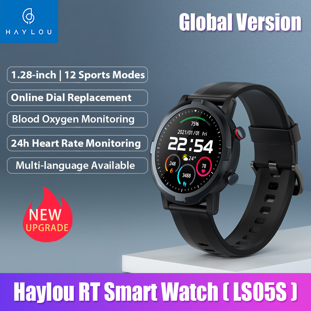 

2021 Newest Global Version Haylou RT LS05S Smart Watch Men Bluetooth Fitness Tracker IP68 Waterproof Heart Rate Monitor g, Watch 4pcs film