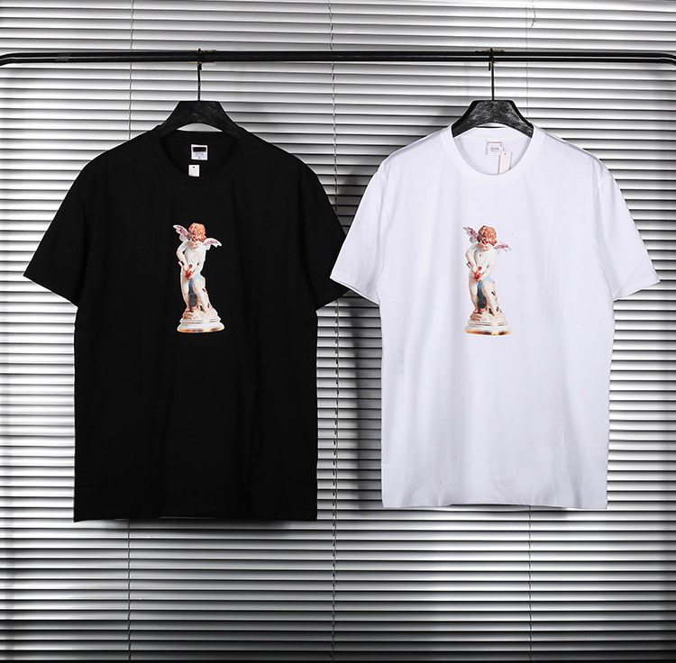 

Sup mens clothing brand design tees Fashion loose round neck cupid little angel print high quality streetwear for men and women the same sho, White;black
