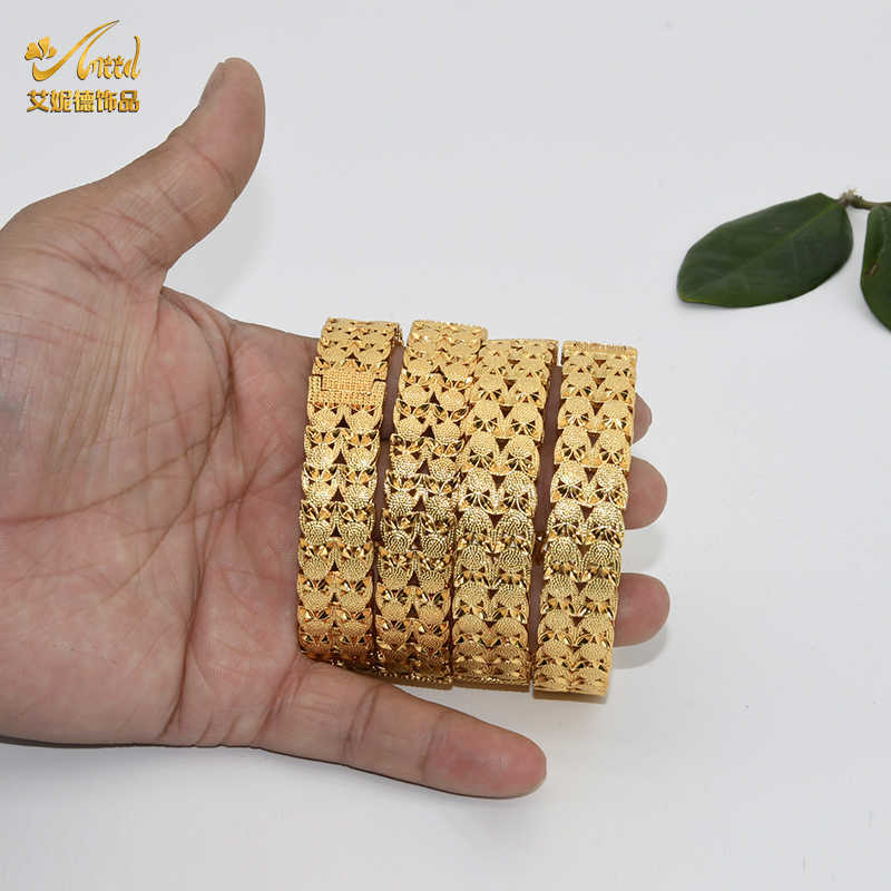 

Aniid African Bangle Bracelet Jewelry for Women Luxury Brand Indian Dubai 24k Gold Plated Bangles with Charms Gift Wholesale Q0719