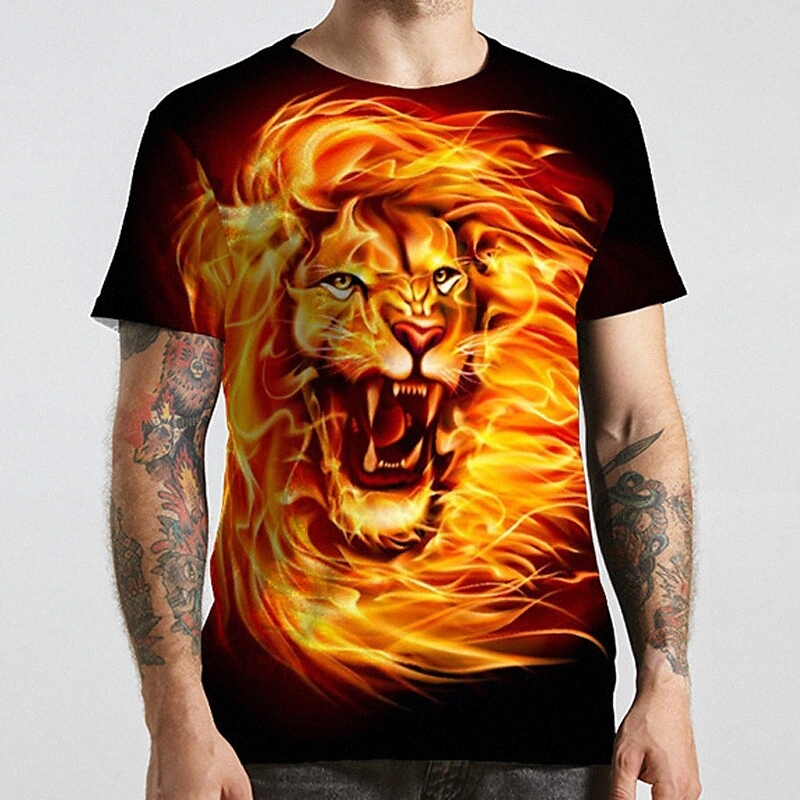 Men's Unisex Tee T shirt Shirt 3D Print Graphic Prints Lion Animal Plus Size Round Neck Casual Daily Print Short Sleeve Tops Fashion Designe