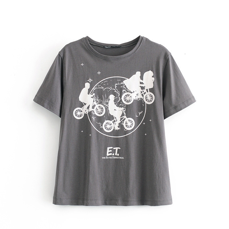 

t shirt 2021 summer women's round neck printed short sleeve cotton loose 4644403807, White
