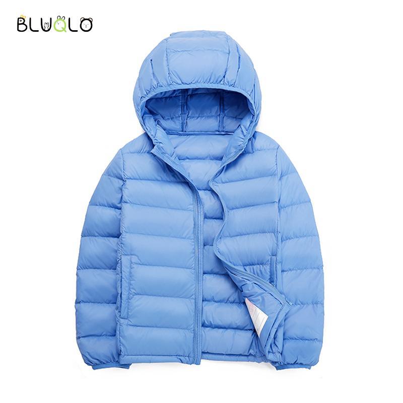

Down Coat 2-16 Years Autumn Winter Light Weight Children's Hooded Jackets Kids Clothing Boys Girls Portable Windproof Duck Coats, Blue;gray