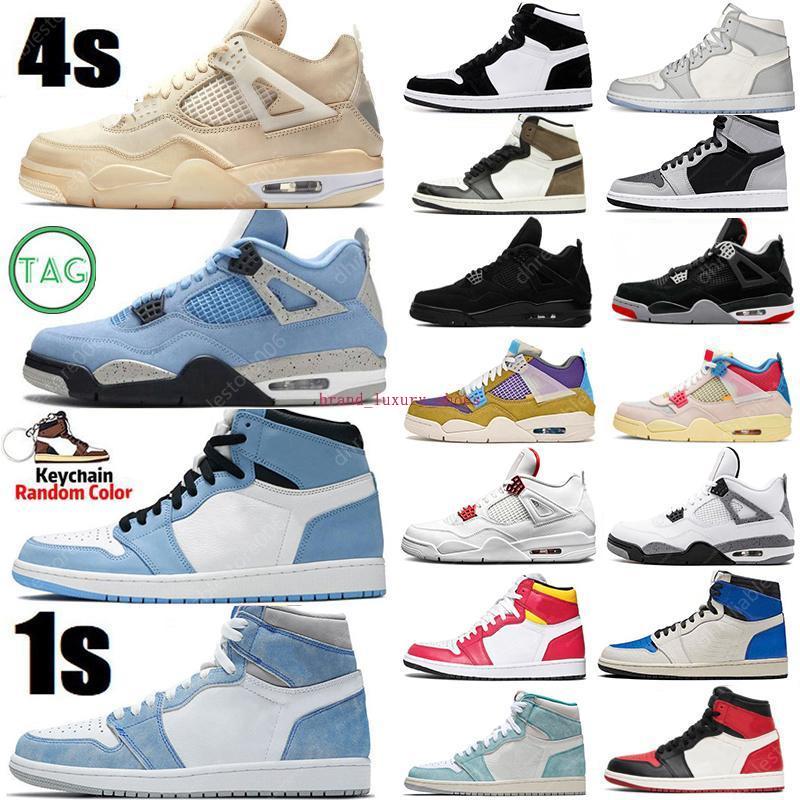 

2021 Hyper Royal 4 4s University Blue Mens Basketball Shoes 1 1s Sail Obsidian Silver Toe Black Cat Dark Mocha Fire Red Electro Orange Sport