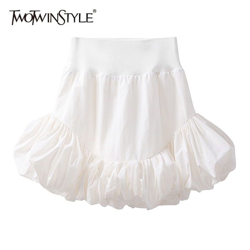 

Casual Bud Skirt For Women High Waist Minimalist Korean White A Line Skirts Female Fashion Clothing 210521