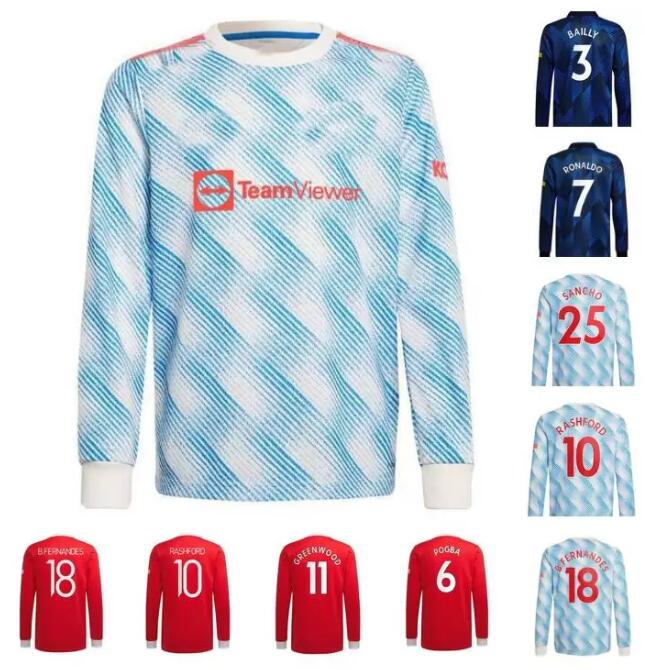 

Long Sleeve 21/22 RONALDO SANCHO POGBA soccer jerseys 2021 2022 SHAW R.VARANE RASHFORD Maillots De Foot Jersey B.FERNANDES GREENWOOD LINGARD Football shirt Uniform, Black