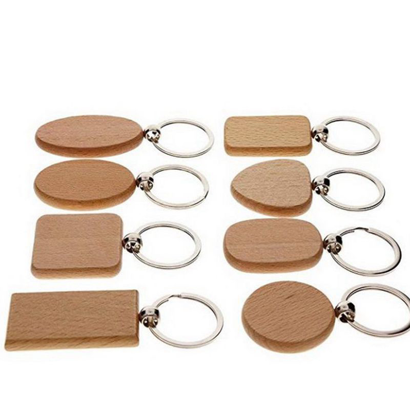 

Beech Wood Keychain Pendant Bank Carving DIY Keychains Luggage Decoration Key Ring Buckle Creative Birthday Gift