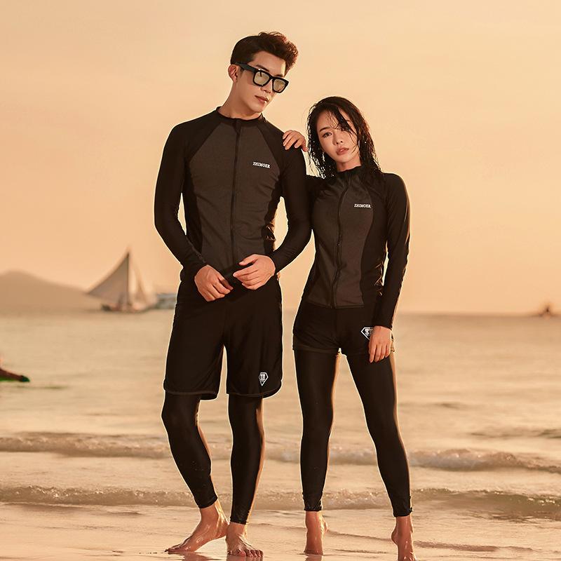 

Women Swimsuit Separate RashGuard Surf For Diving 2021 Suit Couple Split Sexy Solid Nylon Sierra Surfer Clothes Sports One-Piece Suits
