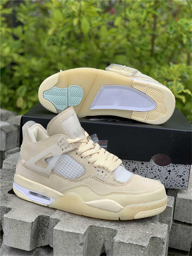 

2021 Newest Off Authentic 4 Sp Wmns Sail Bred 4s Man Outdoor Shoes Muslin White Black Zapatos Sneakers with Original Box