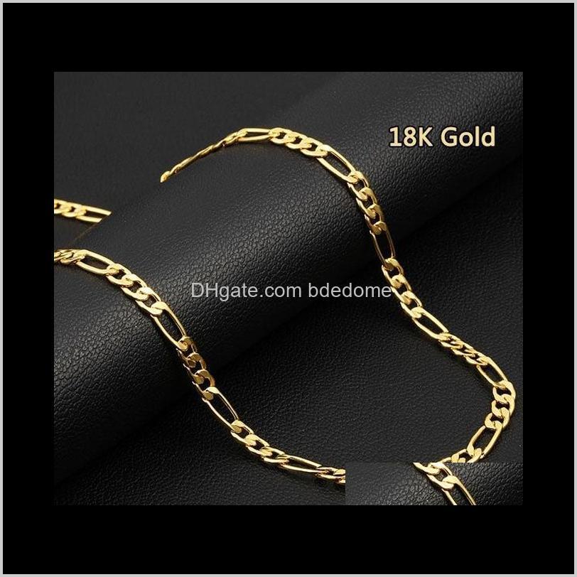 

Pendant Necklaces & Pendants Drop Delivery 2021 16-32Inch European Luxury Men Women Fashion Solid 18K Gold Chain Necklace Bracelet Bride Wedd