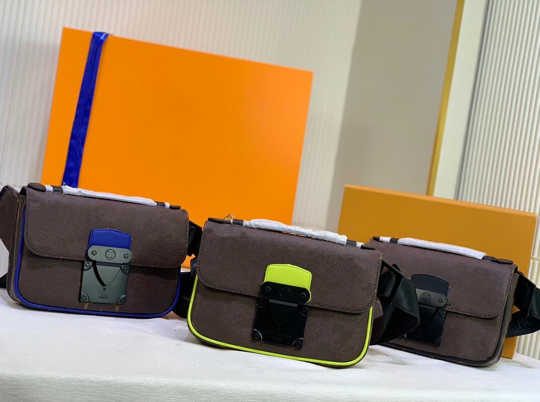 

Men's LOCK SLING Handbag Phone Waist Bag For Woman Belt Bags Leather Coin Purse, Multi