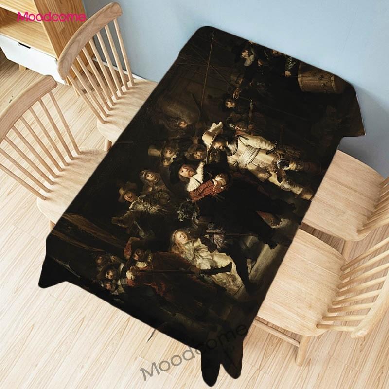 

World Famous Oil Painting Night Watch Tablecloth Decorative Art Table Cloth